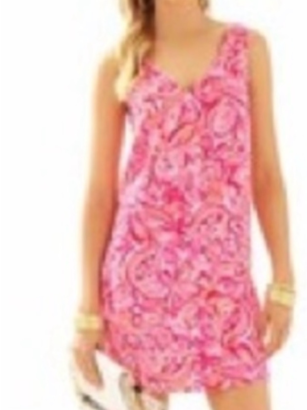 EUC Lilly Pulitzer sleeveless V-neck, pink salsa, mini dress size 00
